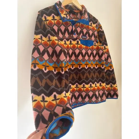 Patagonia Synchilla Big Anthos Rare Aztec Western Print Snap-T Pullover Fleece - Picture 5 of 8